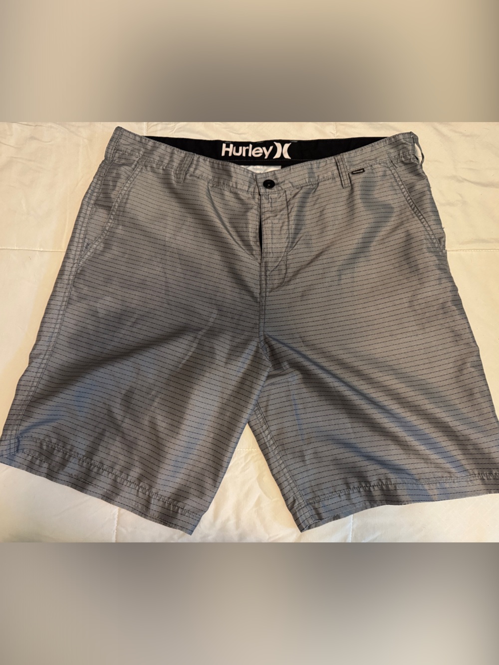 Hurley Men’s Gray Pinstripe Flat Front Shorts
